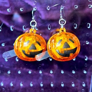 Light Up Pumpkin Earrings - For Pierced Ears